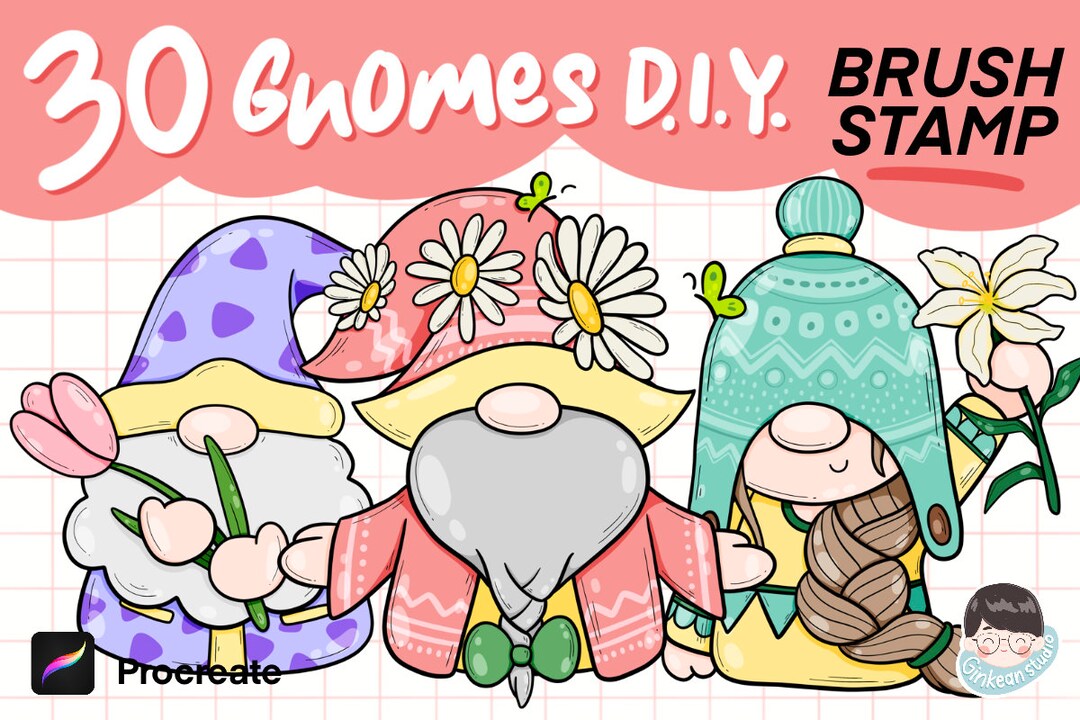 Gnome Procreate Brush Stamps: 30 DIY Gnomes (digital Download) - Etsy