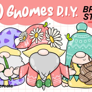 30 Gnome Brush stamp procreate, Brush gnomes stamp, gnomes brush stamp