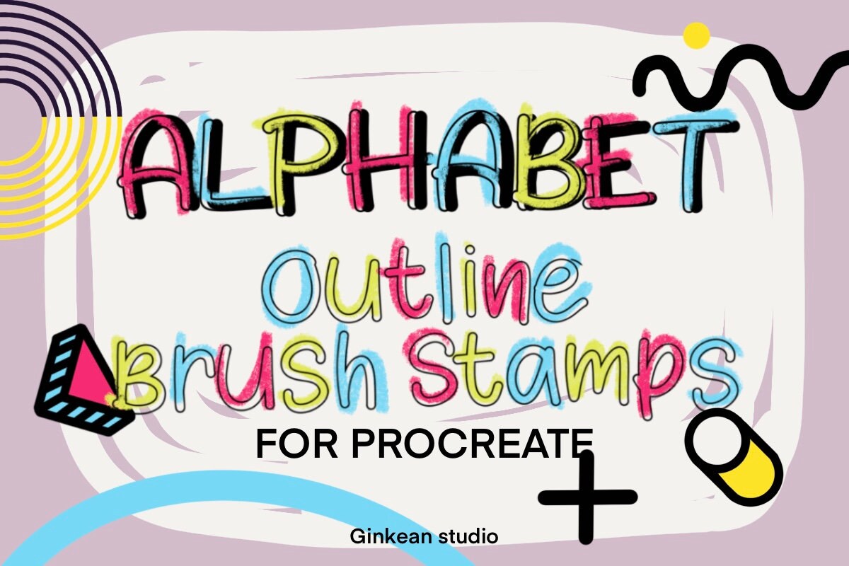Alphabet procréer timbre brosse, procréer brosses, brosses, procréation timbre brosse, timbre contour, brosses à contour, contour brosses, alphabet co