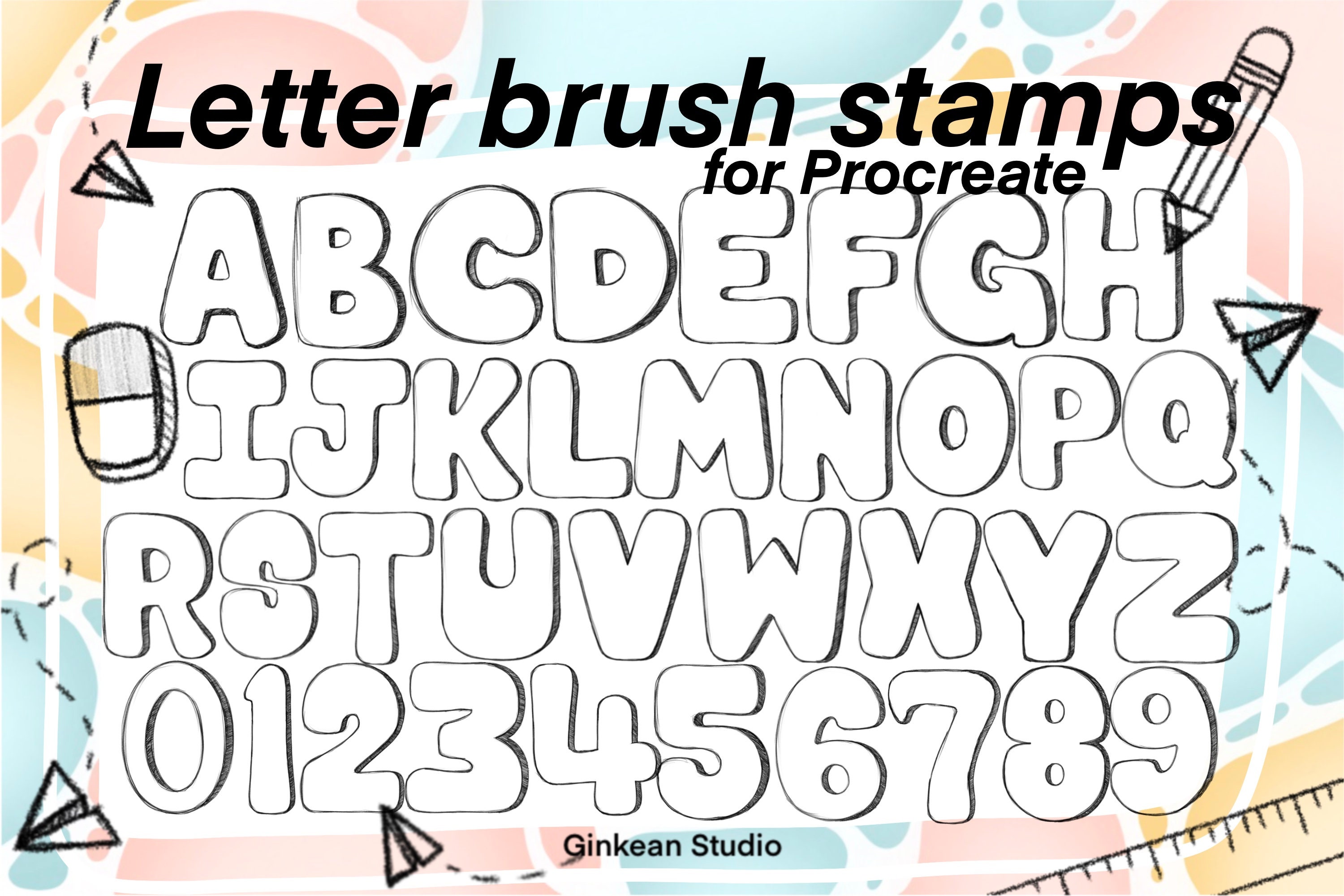 Procreate Brushes 26 Alphabets Brush Stamp Procreate Etsy