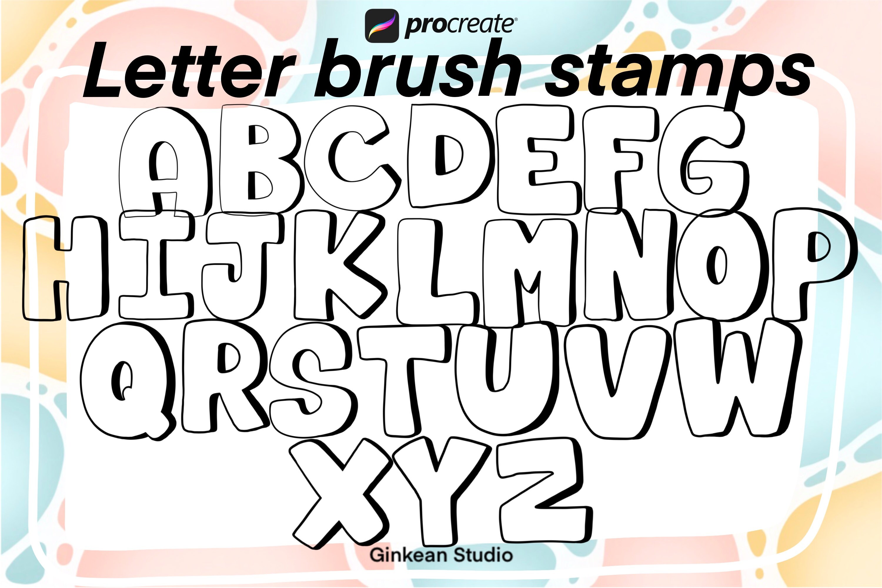 Procreate Brushes 26 Alphabets Brush Stamp Procreate Etsy