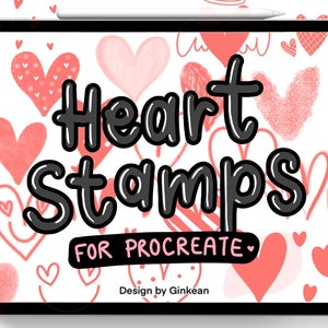 procreate brushes, heart brushes, heart stamp, ipad, hearts, procreate stamps, Procreate heart stamp