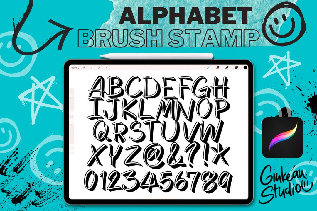 Graffiti Brush Stamp Procreate Brushes 26 Alphabets Brush Etsy