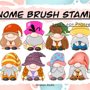 33 Brush stamp procreate, Gnomes stamp, Gnomes brush stamp, Gnome stamp diy, gnomes, procreate, procreate brushes, brush stamp, brushes