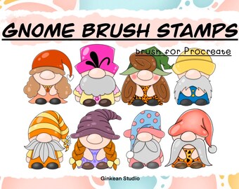 33 Brush stamp procreate, Gnomes stamp, Gnomes brush stamp, Gnome stamp diy, gnomes, procreate, procreate brushes, brush stamp, brushes