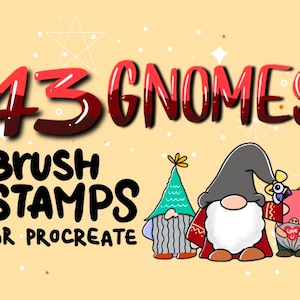 Procreate brushes, Gnome stamp procreate, 43 Brush Stamp Procreate, Gnome Procreate, Procreate Gnome Brush Stamps, gnome brush stamp