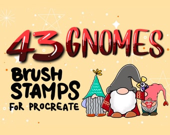 Procreate brushes, Gnome stamp procreate, 43 Brush Stamp Procreate, Gnome Procreate, Procreate Gnome Brush Stamps, gnome brush stamp