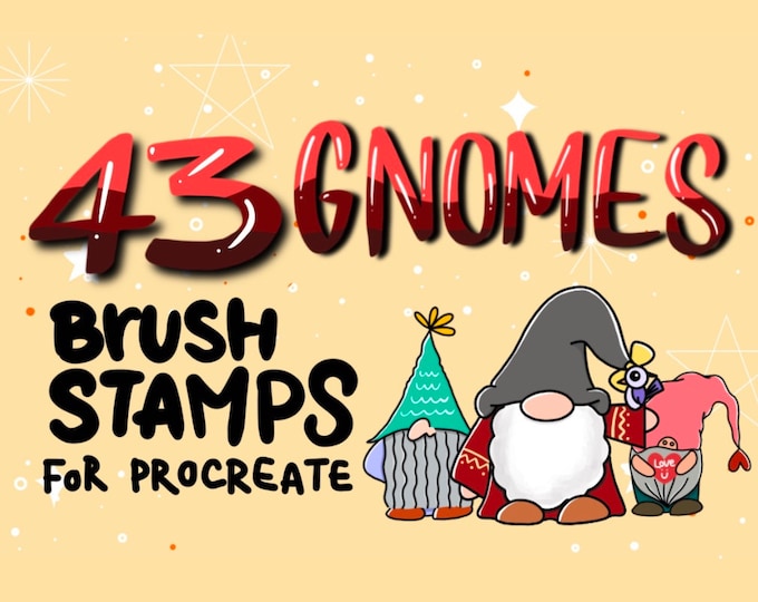 Gnome Creator Brush Pack for Procreate: 100 Stamp Brushes, 8 Color ...