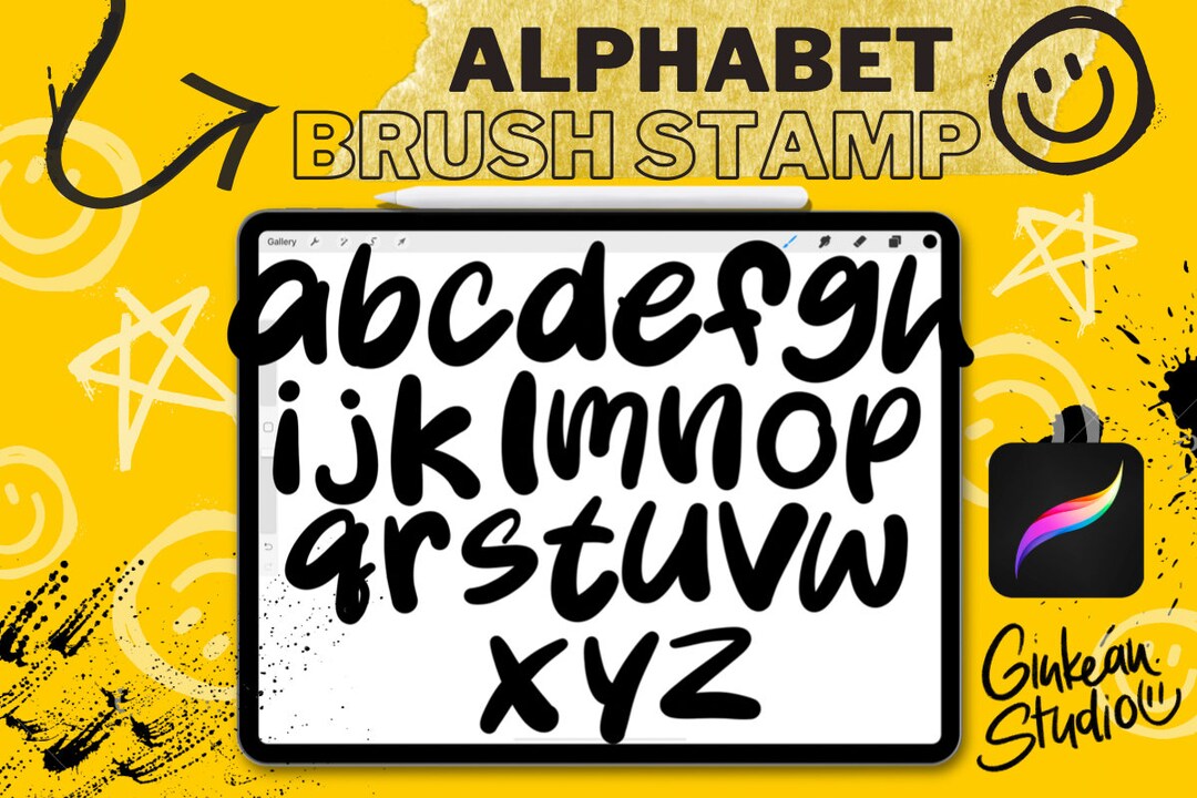 Graffiti Brush Stamp, Procreate Brushes, 26 Alphabets Brush Stamp