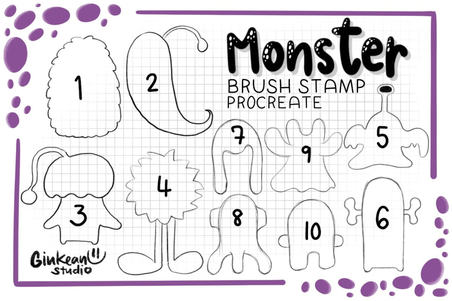 Monster Brush Stamps, Procreate Brush Set (digital Download) - Etsy