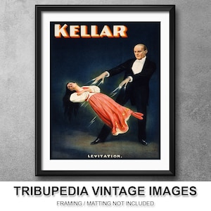 1894 Kellar the Magician Poster Art - Levitating Woman Promotional / Advertising - Wall Art Decor Magic Posters Tricks Famous Magicians
