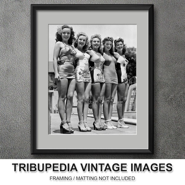 Beautiful Hollywood Actresses Modeling Swimsuits Wall Art 1940s Photo Art Mary Anderson June Haver Gale Robbins Jeanne Crain Trudy Marshall