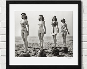 1940s Swimwear Competition Photo - Vintage Black and White Print, Collector Print