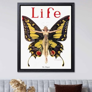 Art Nouveau Butterfly Wall Art 1922 Life Magazine Cover Art Flapper Butterfly