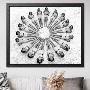 Vintage 1940s Beach Art Floating Frame Canvas Print