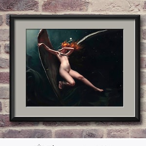 Famous Painting Wall Art A Fairy Under Starry Skies Art Print Luis Ricardo Falero Wall Decor 1800s Gothic Wall Art Mystical Mythical Artwork