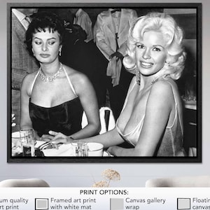 Sophia Loren Jayne Mansfield Cleavage Photo Vintage Wall Art 1950s Old Hollywood Fine Art Print Framed Wall Art Canvas Wall Art Float Frame