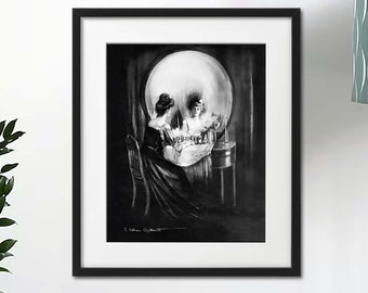 Van Gogh Skull With Cigarette Art Print - Gothic Home Decor - Print, Framed  & Mated Print, Canvas Gallery Wrap or Float Framed Canvas