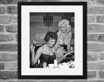 Fotografía de Jayne Mansfield y Sophia Loren – Arte mural del viejo Hollywood de los años 50