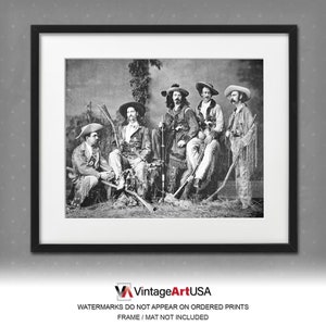 1872 Old West Photo Print Elijah Green Wild Bill Hickok Buffalo Bill Cody Texas Jack Eugene Overton The Flamboyant Fraternity Wall Art Decor