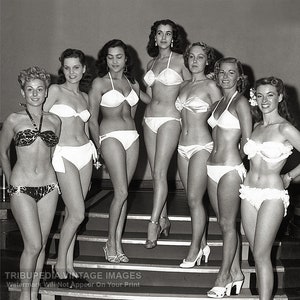1951 Miss World Contestants Bikini Competition Photo Wall Art Swedish Beauty Queen Pageant Wall Decor Kerstin Kiki Hakansson 1950s Models