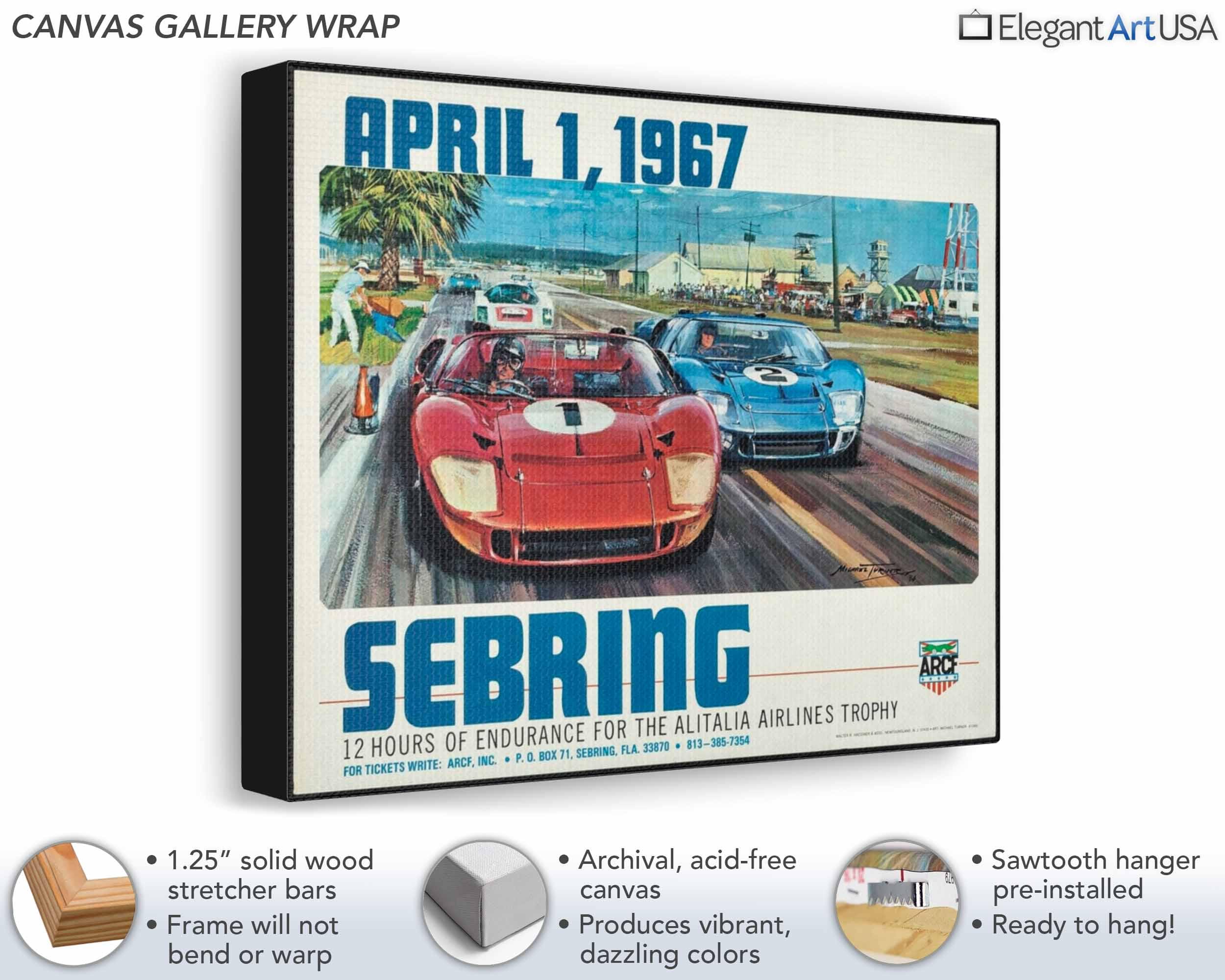1967 Sebring Race Poster Print | Ford GT40 | Vintage Car Art - Etsy