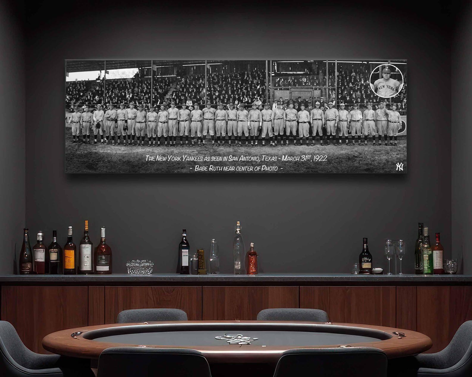 1922 Yankees Wall Art Babe Ruth Vintage Canvas Wrap Decor Baseball ...