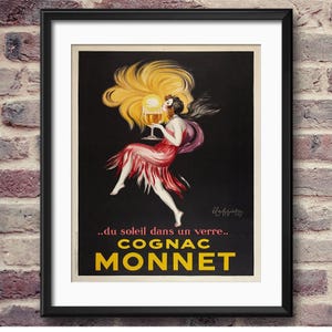 Vintage 1927 French COGNAC MONNET Liquor / Drinks Advertising Poster by Leonetto Cappiello - Art Nouveau - Fine Art Poster Print