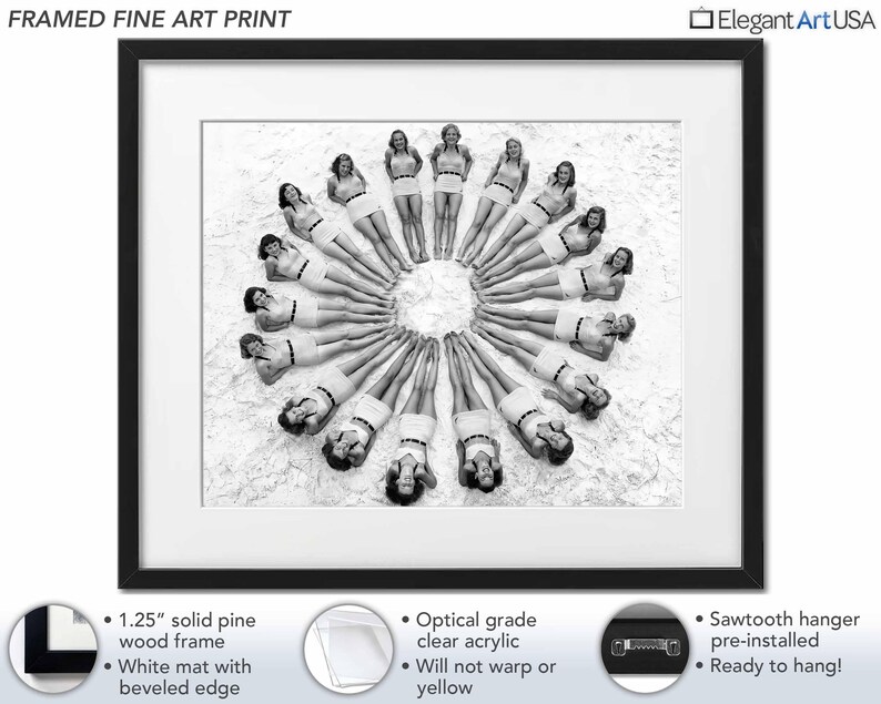 Vintage 1940s Beach Art Framed Fine Art Print