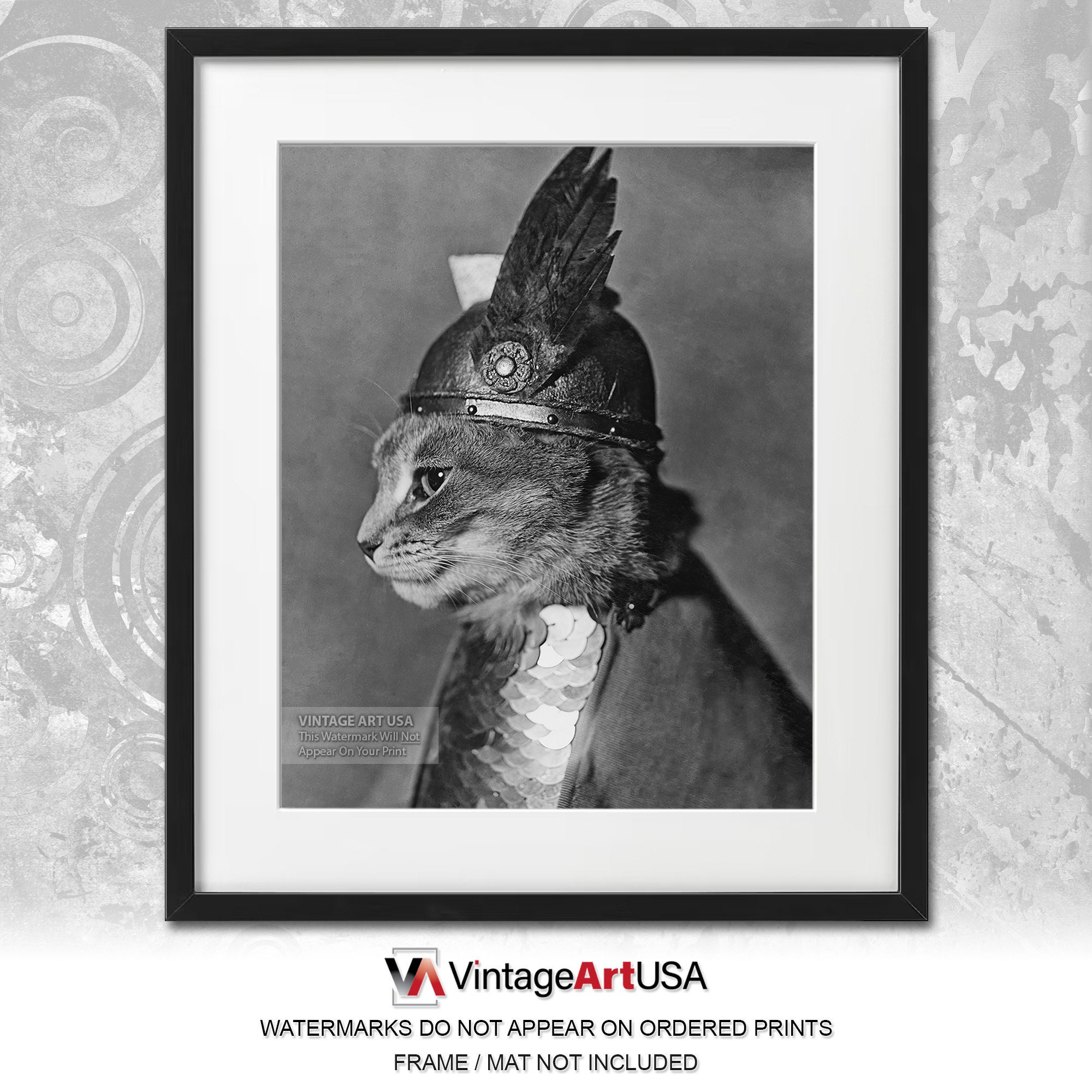 Póster Vintage 'Brunhilde The Cat' - Gato Blindado Retro Con Casco Alado - 8 X 10 Pulgadas - Sin Marco