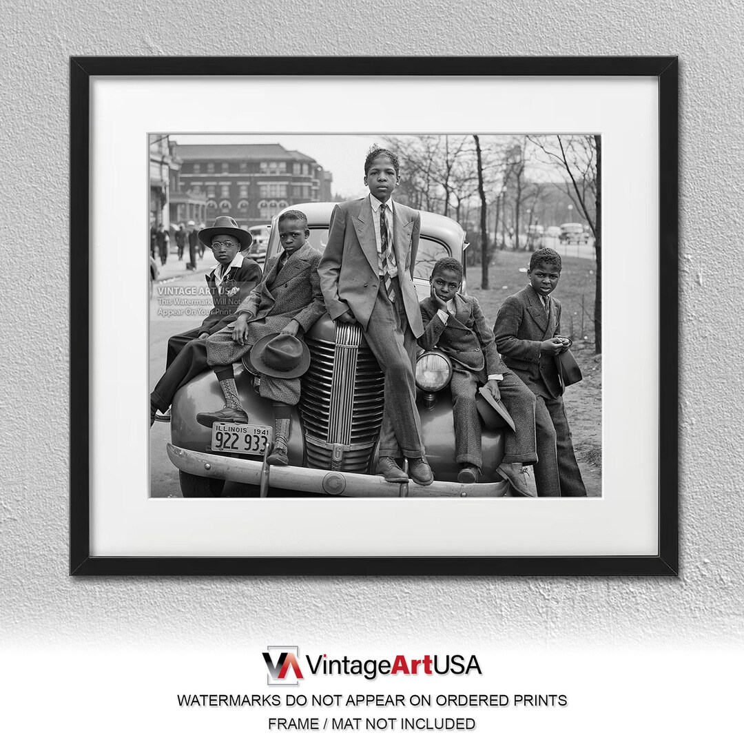 1941 Chicago Photo Print - African American Boys on Car, Russell Lee ...