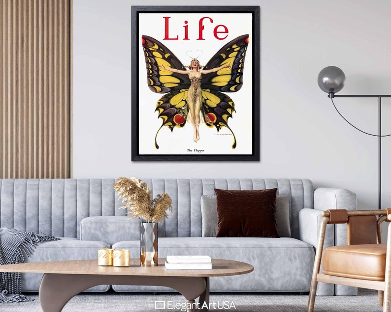 Art Nouveau Butterfly Wall Art 1922 Life Magazine Cover Art Flapper Butterfly
