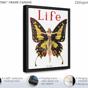 Art Nouveau Butterfly Wall Art 1922 Life Magazine Cover Art Flapper Butterfly Floating Frame Canvas Print Details.