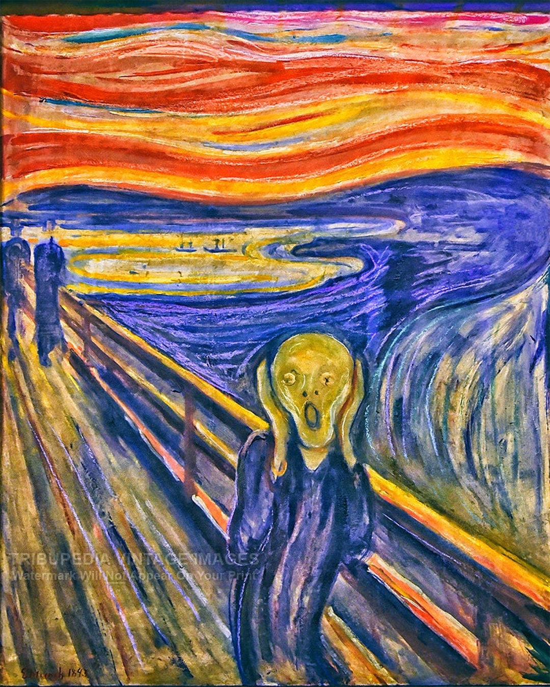 Vintage 1893 the Scream Famous Painting by Edvard Munch Fine Art Print