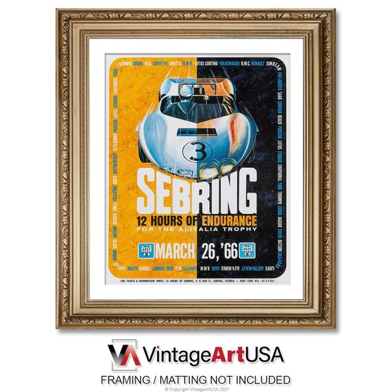 1966 Sebring Car Race Poster Vintage 1960s Fine Art Print - Etsy Finland