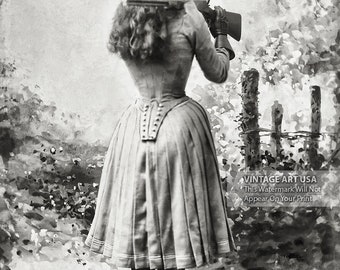 Annie Oakley Photo Print: Mirror Shot, Sharp Shooter, Vintage Wall