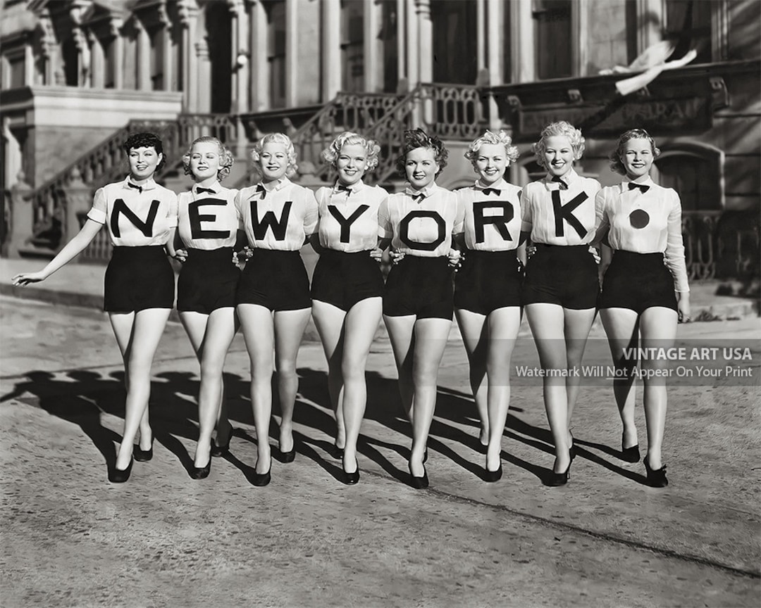 New York Chorus Line Girls Photo Vintage 1930s Showgirls Pretty NYC