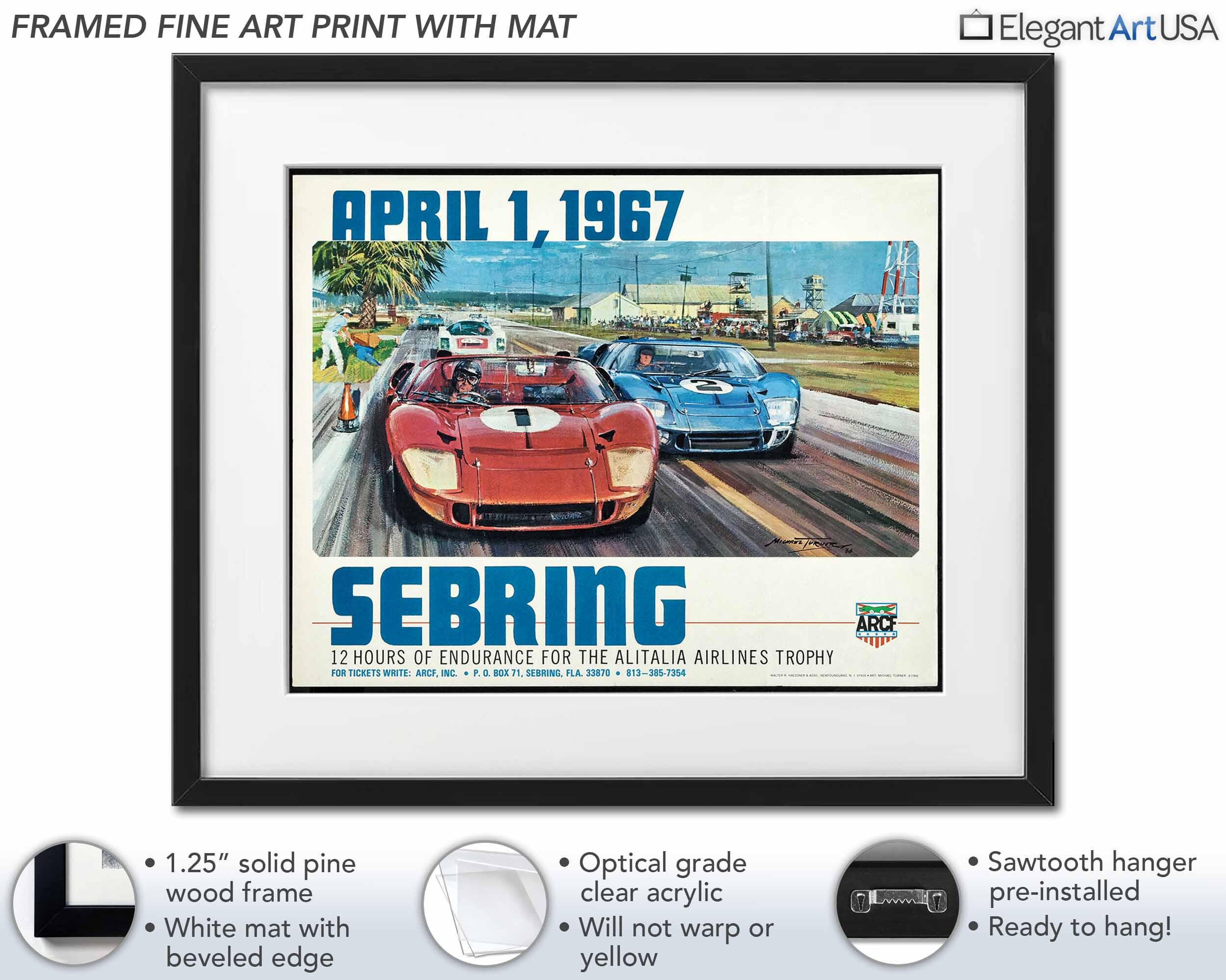 1967 Sebring Race Poster Print | Ford GT40 | Vintage Car Art - Etsy