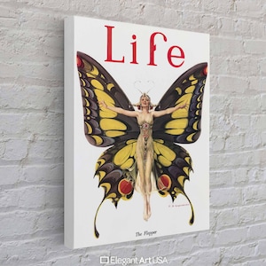 Art Nouveau Butterfly Wall Art 1922 Life Magazine Cover Art Flapper Butterfly Canvas Gallery Wrap