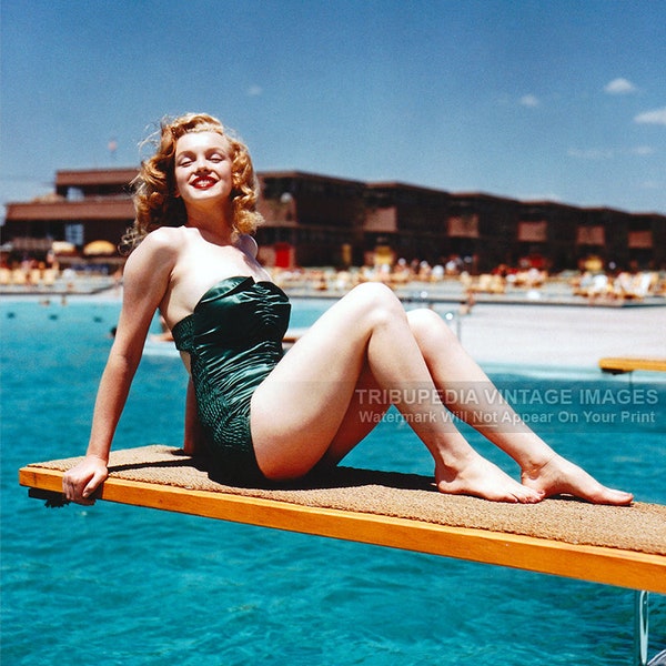 Vintage 1949 MARILYN MONROE "Love Happy" Stunning Movie Promo Tour Photo - Swimsuit on Diving Board - New York - Beautiful Fine Art Print