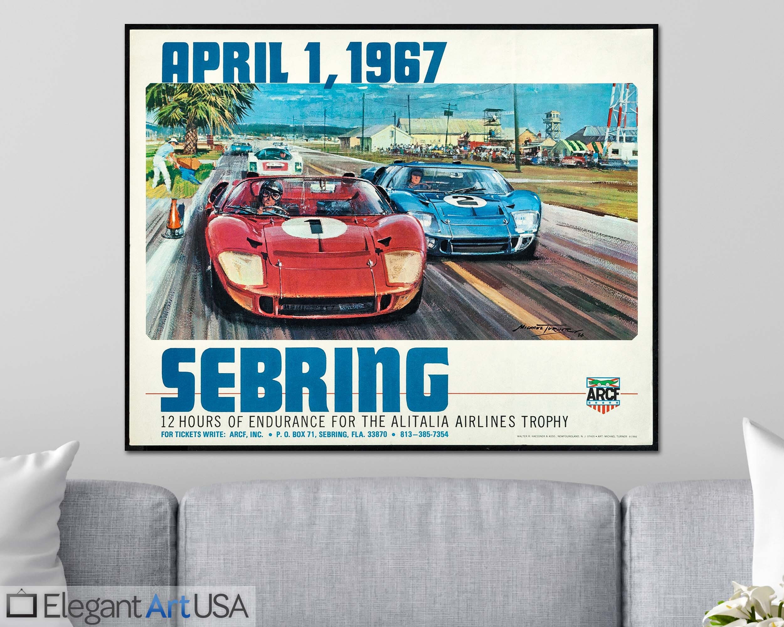 1967 Sebring Race Poster Print | Ford GT40 | Vintage Car Art - Etsy