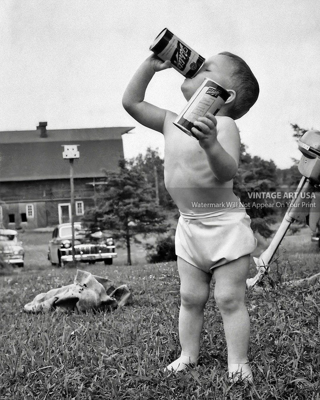 Vintage Toddler Drinking Beer Photo Funny Bizarre Odd Strange 1940s Bar