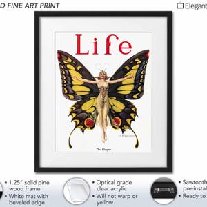 Art Nouveau Butterfly Wall Art 1922 Life Magazine Cover Art Flapper Butterfly Framed Art Print Details