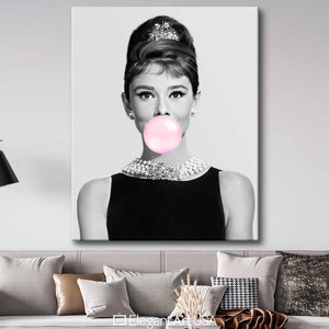 Tableau Pop Art Audrey Hepburn - Aquarelle Hipster XXL - Peinture Sur Toile - Neuf