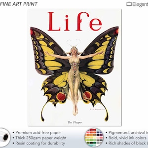 Art Nouveau Butterfly Wall Art 1922 Life Magazine Cover Art Flapper Butterfly Fine Art Print Details