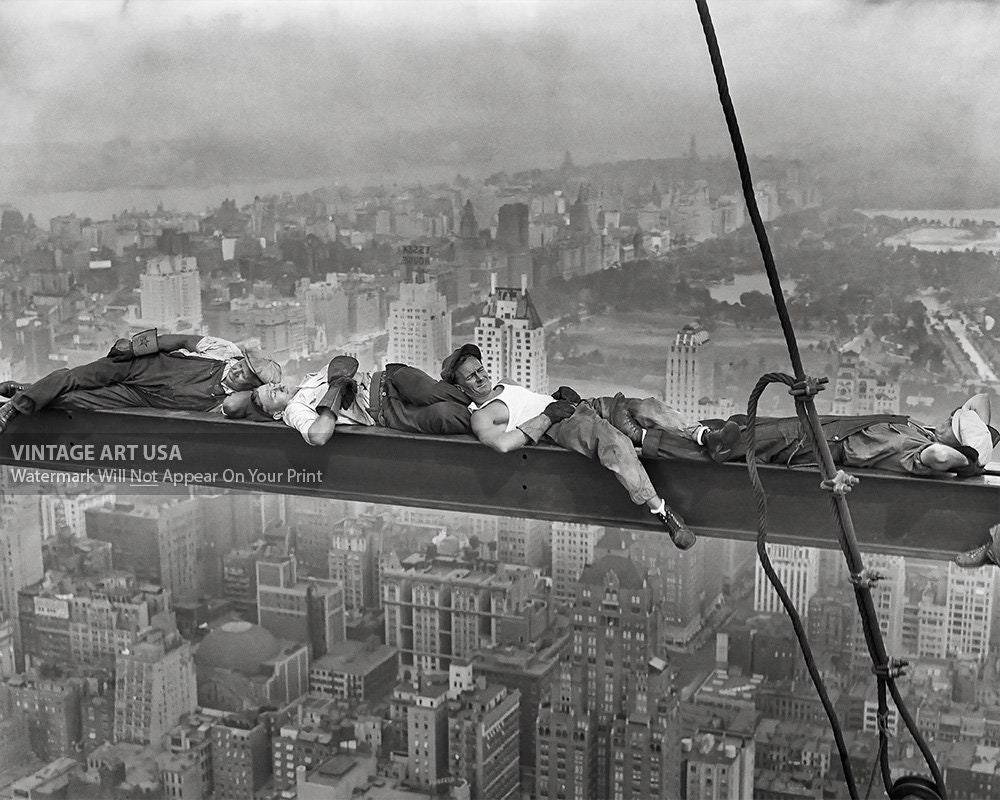 Sleeping Above Manhattan Photo 1932 Men Napping on Beam Lunch Atop