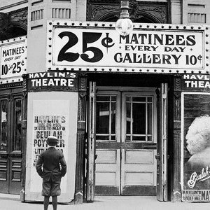 Entertainment Room Man Cave Wall Art Theater Room Decor Print Vintage 1900s Wall Decir Boy Standing in Front of Movie Theater