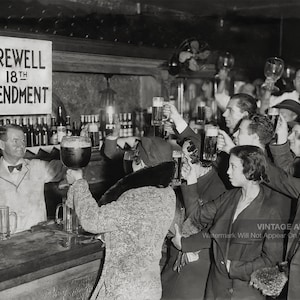 Vintage Bar Art Farewell 18th Amendment Prohibition Photo - Toasting Drinking at Speakeasy Bar Saloon - Home Bar Wall Art Decor Drinks