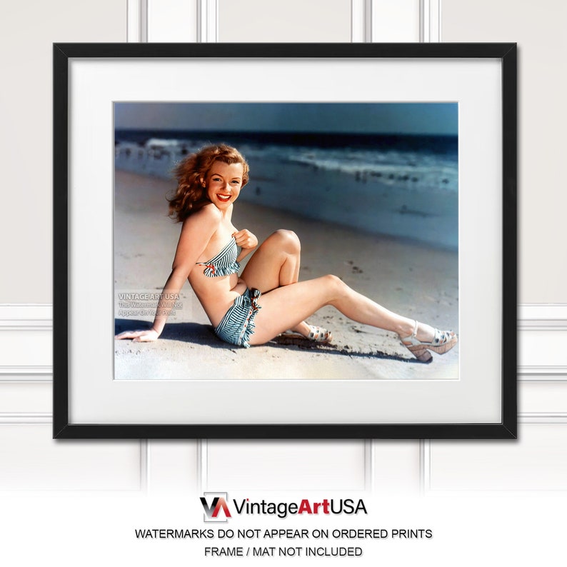 Marilyn Monroe Bikini Photo Print 1946 First Modeling Shoot Swimsuit Young Beach Seaside Postcard by the Sea Full Color Wall Art Decor image 2