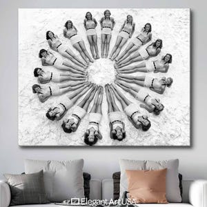 Vintage 1940s Beach Art Women in Circle Fine Art Print